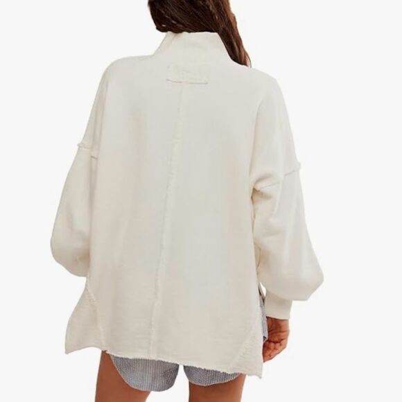 free people XS S M Coconut Milk Wonderful Oversized Cotton Sweater Pullover - Picture 3 of 16